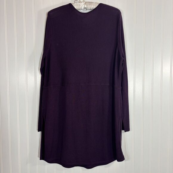 J. Jill Womens Wool Blend Knit Grace Tunic Sweater Size M Purple Side Slits NEW - Picture 2 of 12
